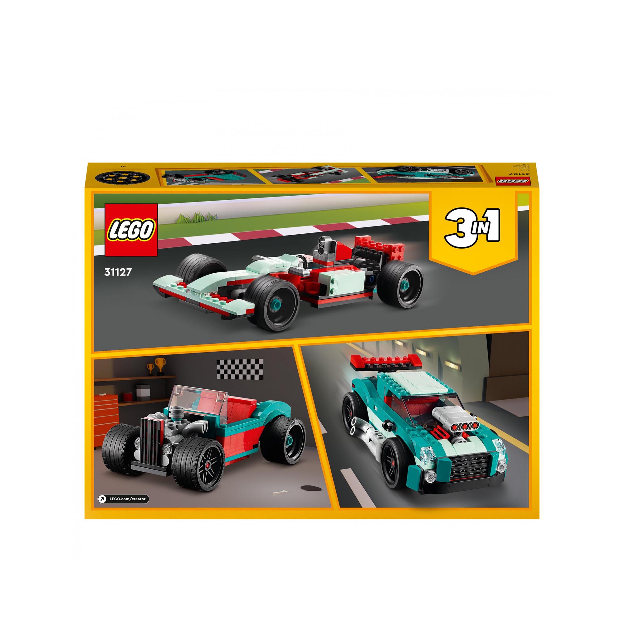 LEGO Creator 3in1 Street Racer, Macchine Giocattolo, Auto da Corsa, Giochi per B 31127, , large