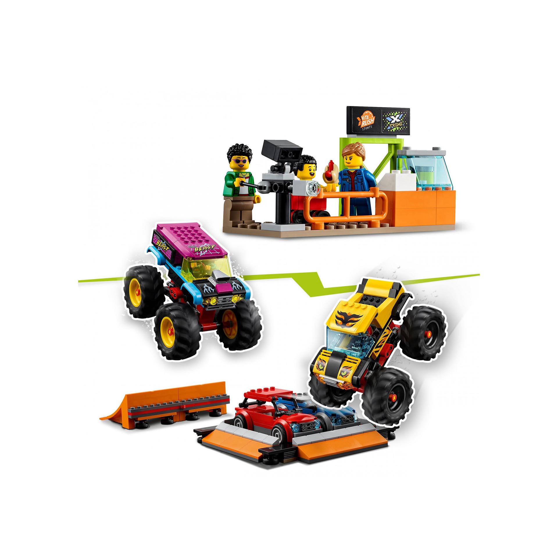 LEGO City Stuntz Arena dello Stunt Show, Set con 2 Monster Truck Giocattolo, 2 A 60295, , large