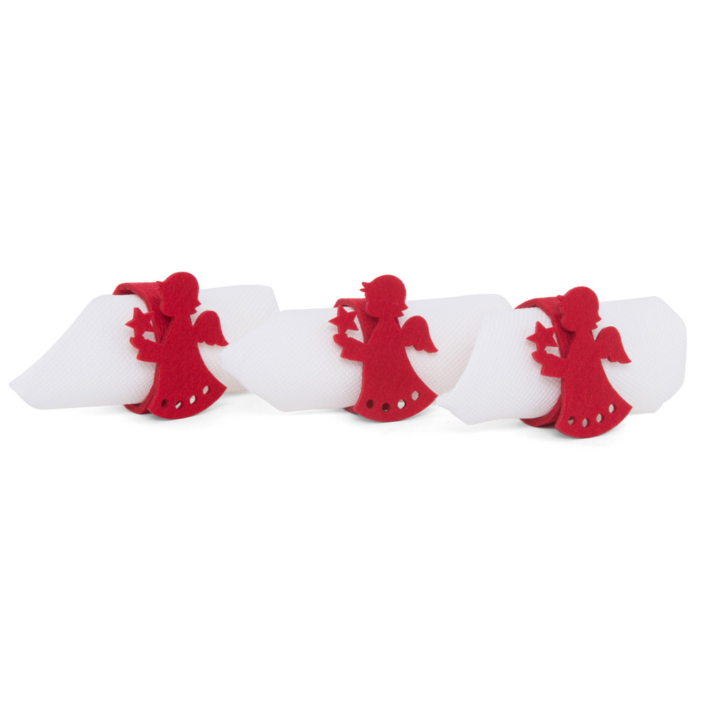 Portatovaglioli natalizi in feltro-  Set di 3 pz, , large