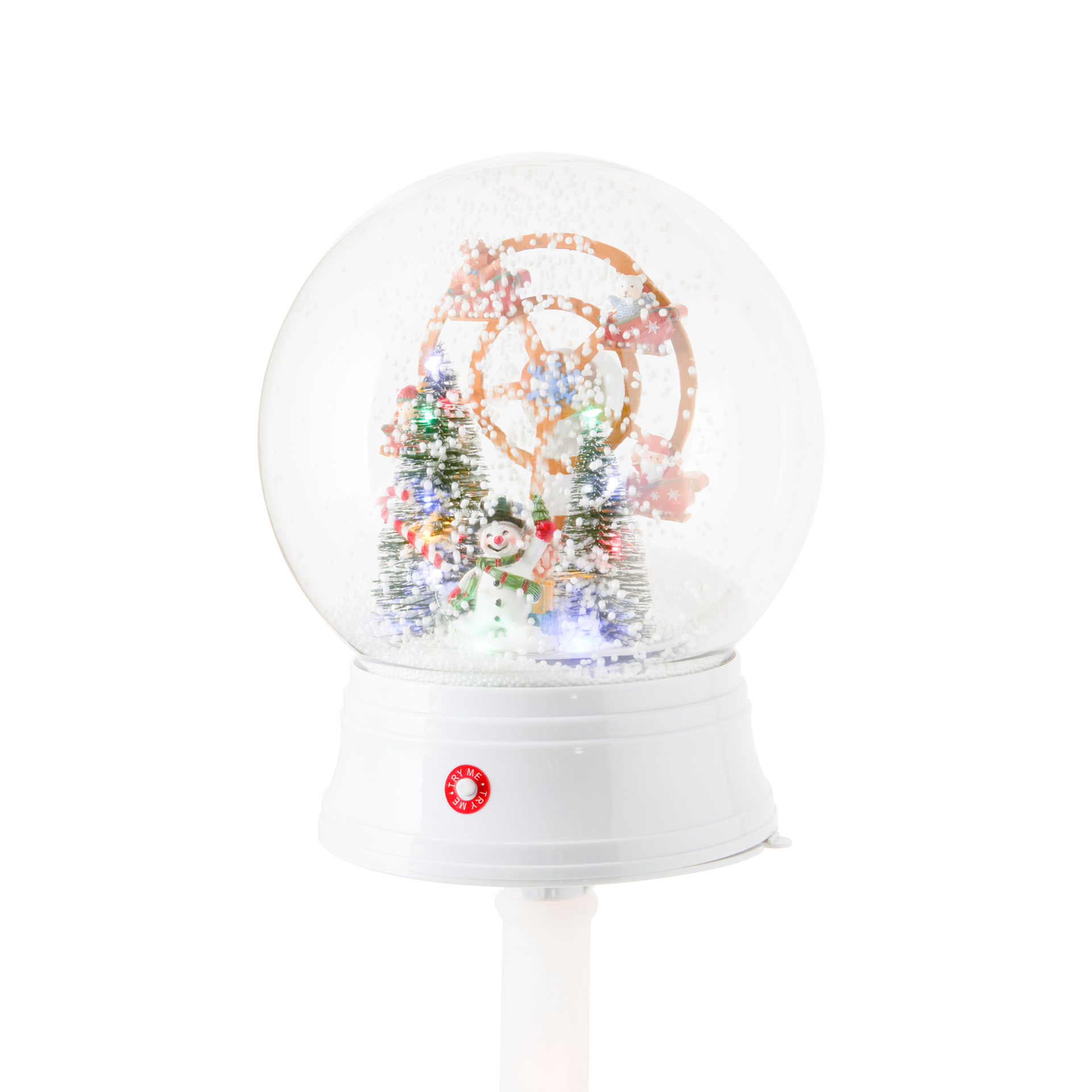 Lampione Musicale Natalizio Con Luci E Neve - Colore Bianco, , large