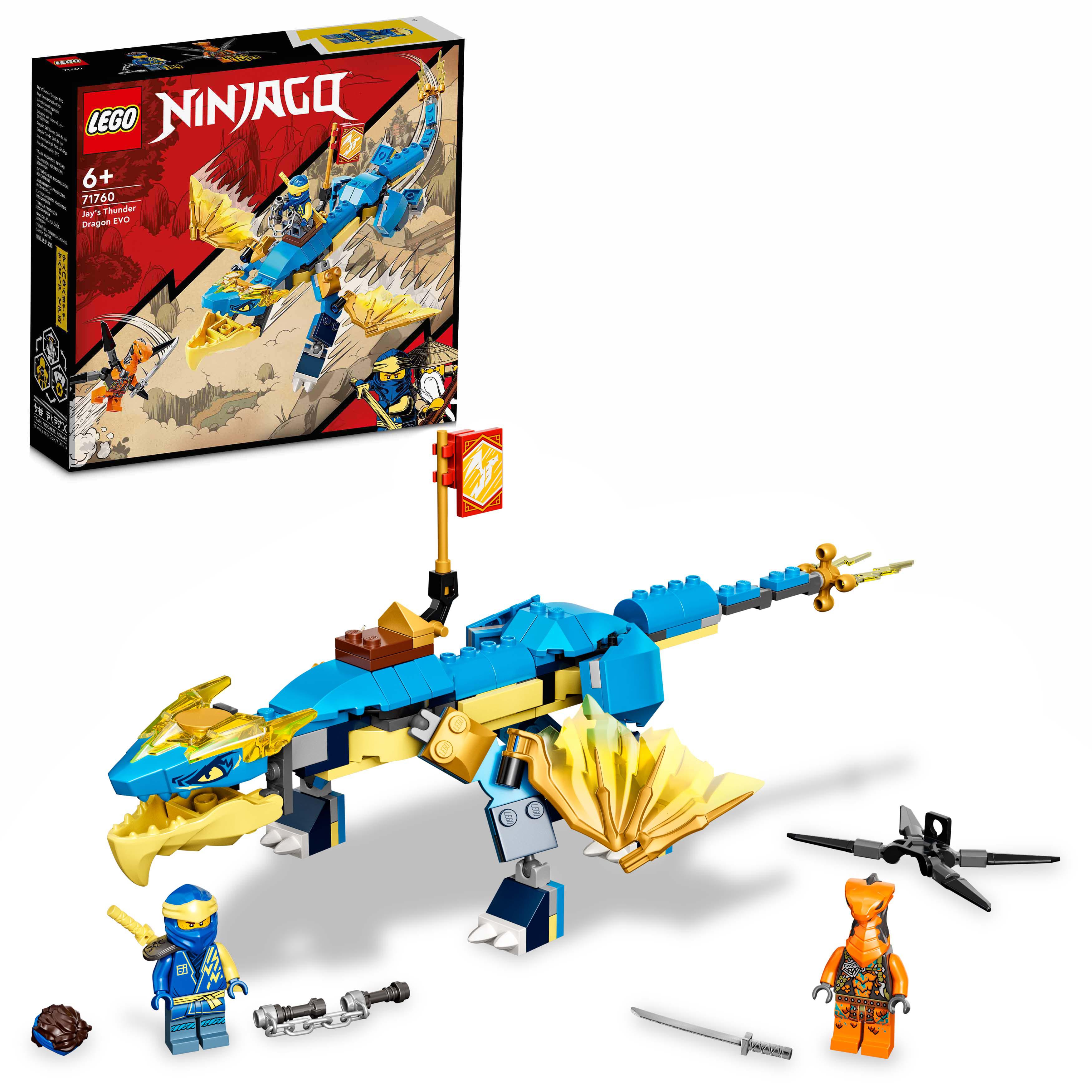 LEGO NINJAGO Dragone del Tuono di Jay - EVOLUTION, Set con Banner da Collezione, 71760, , large