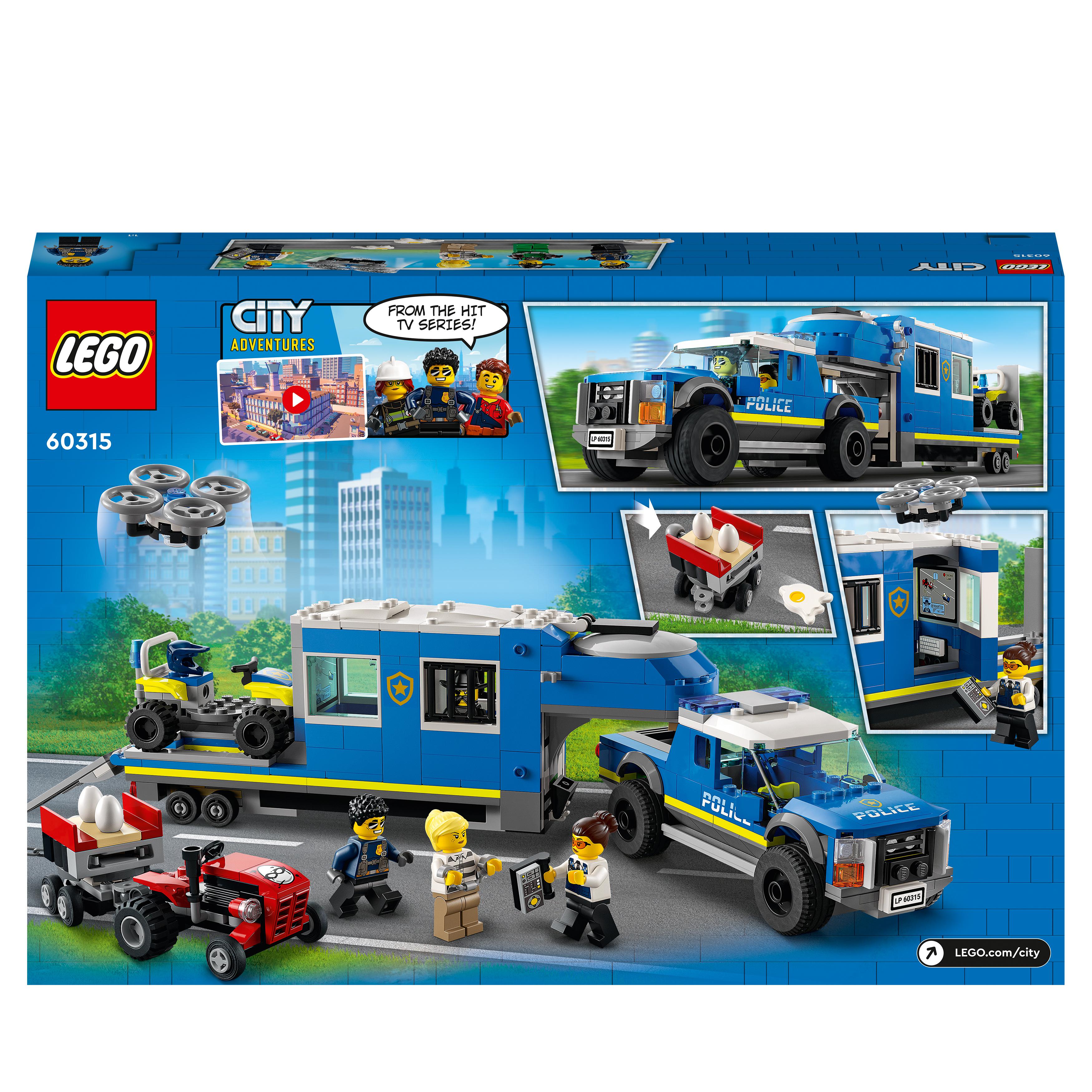 LEGO City Police Camion Centro di Comando della Polizia, ATV, Drone, 4 Minifigur 60315, , large