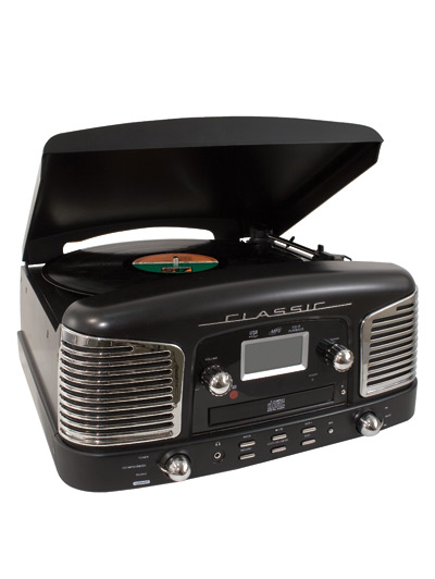 Giradischi USB con lettore CD e radio AM/FM, , large