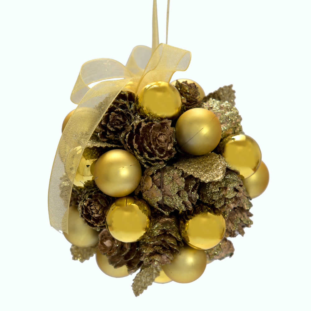 Pallina albero di natale con pigne, , large