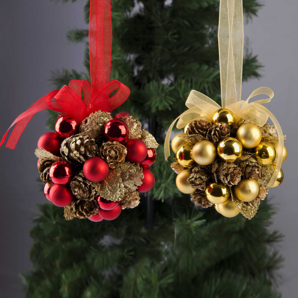 Pallina albero di natale con pigne, , large