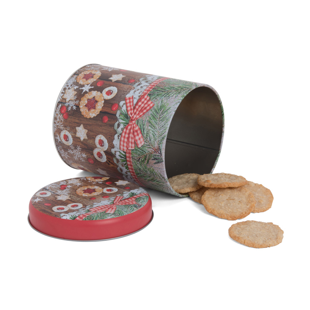 4 diversi motivi e colori decorazione natalizia motivo natalizio per alimenti 14 Set di 3 barattoli per biscotti in metallo 17 e 20 cm di diametro 