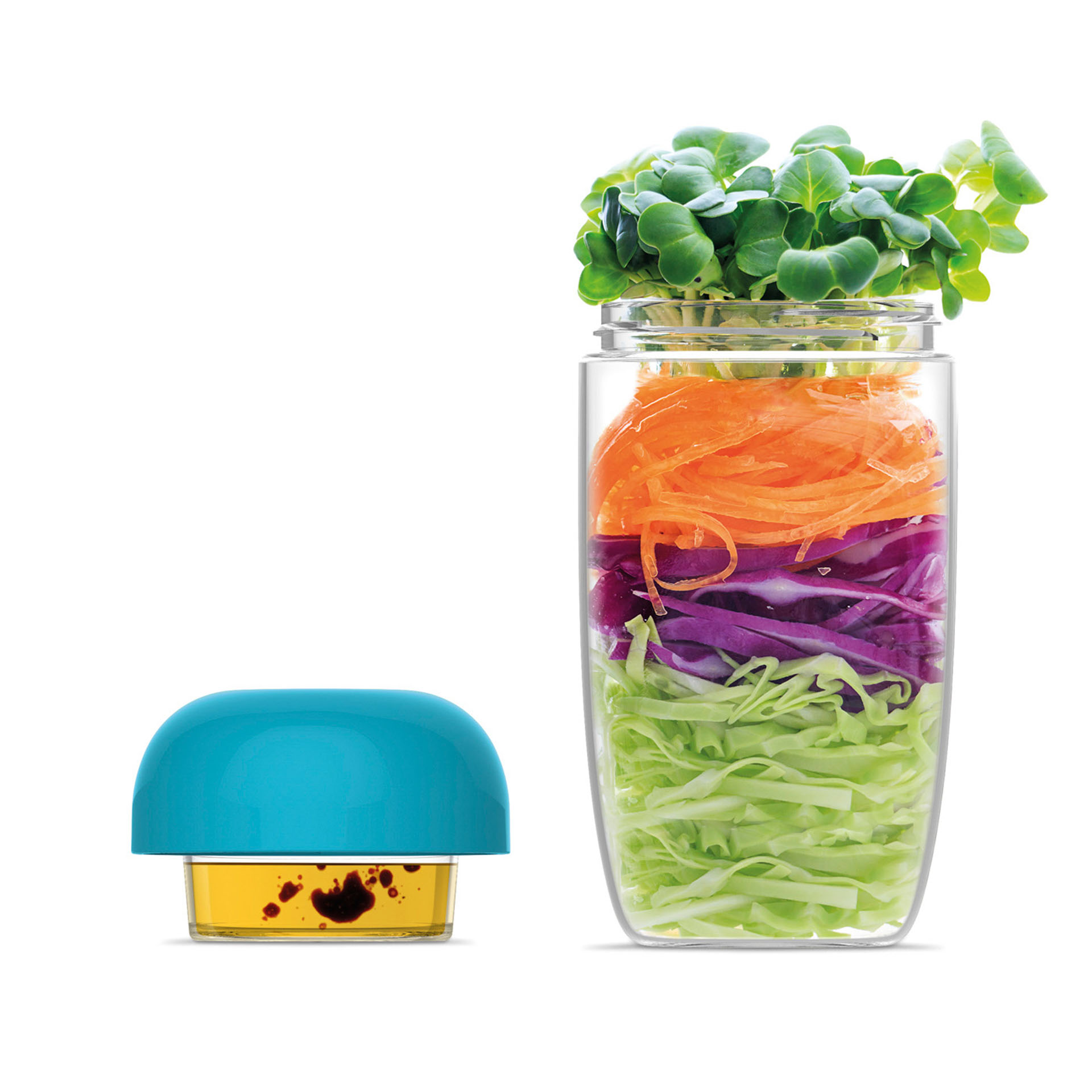 Contenitore per insalata con porta condimento, , large