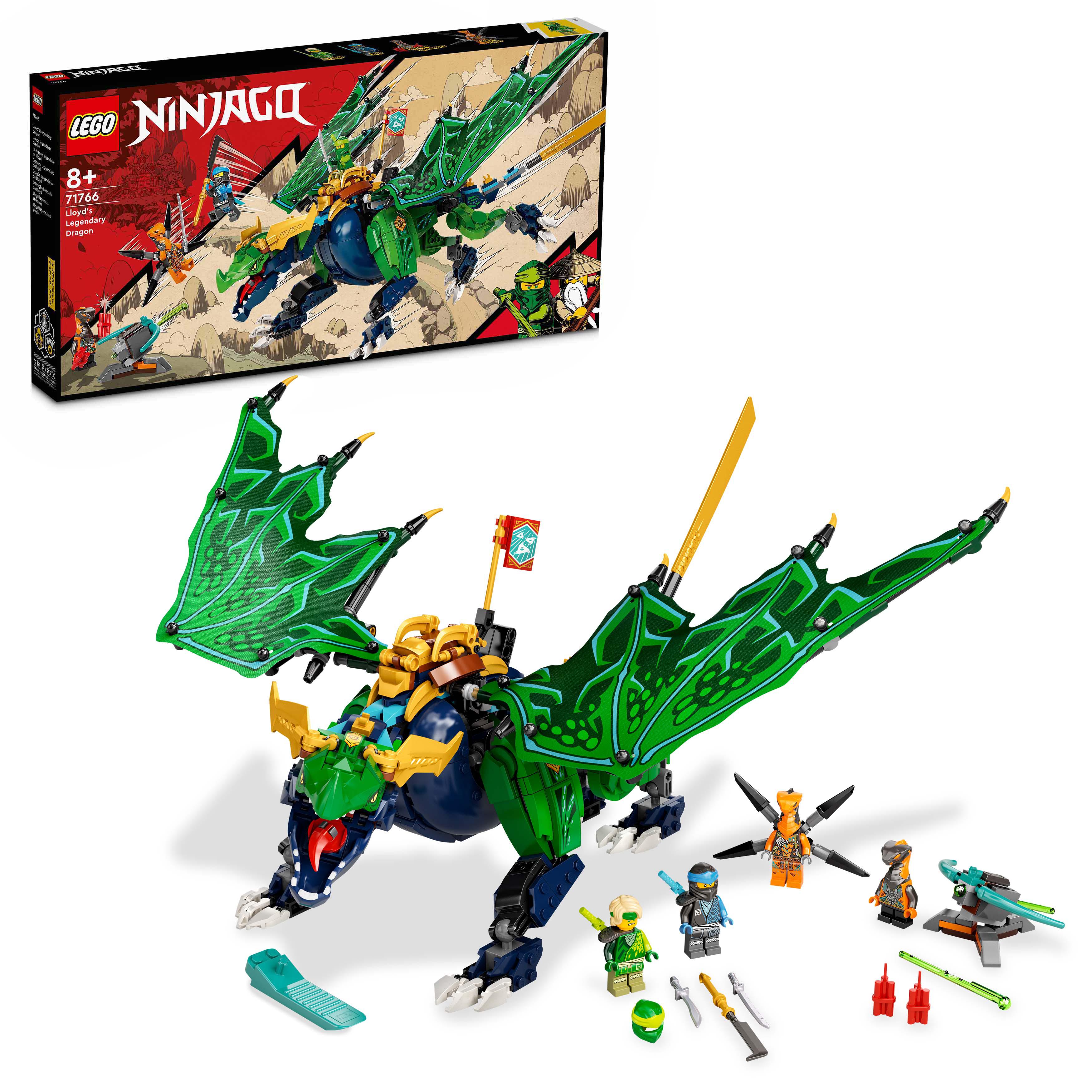 LEGO NINJAGO Dragone Leggendario di Lloyd, Giocattoli per Bambini di 8 Anni, Gue 71766, , large