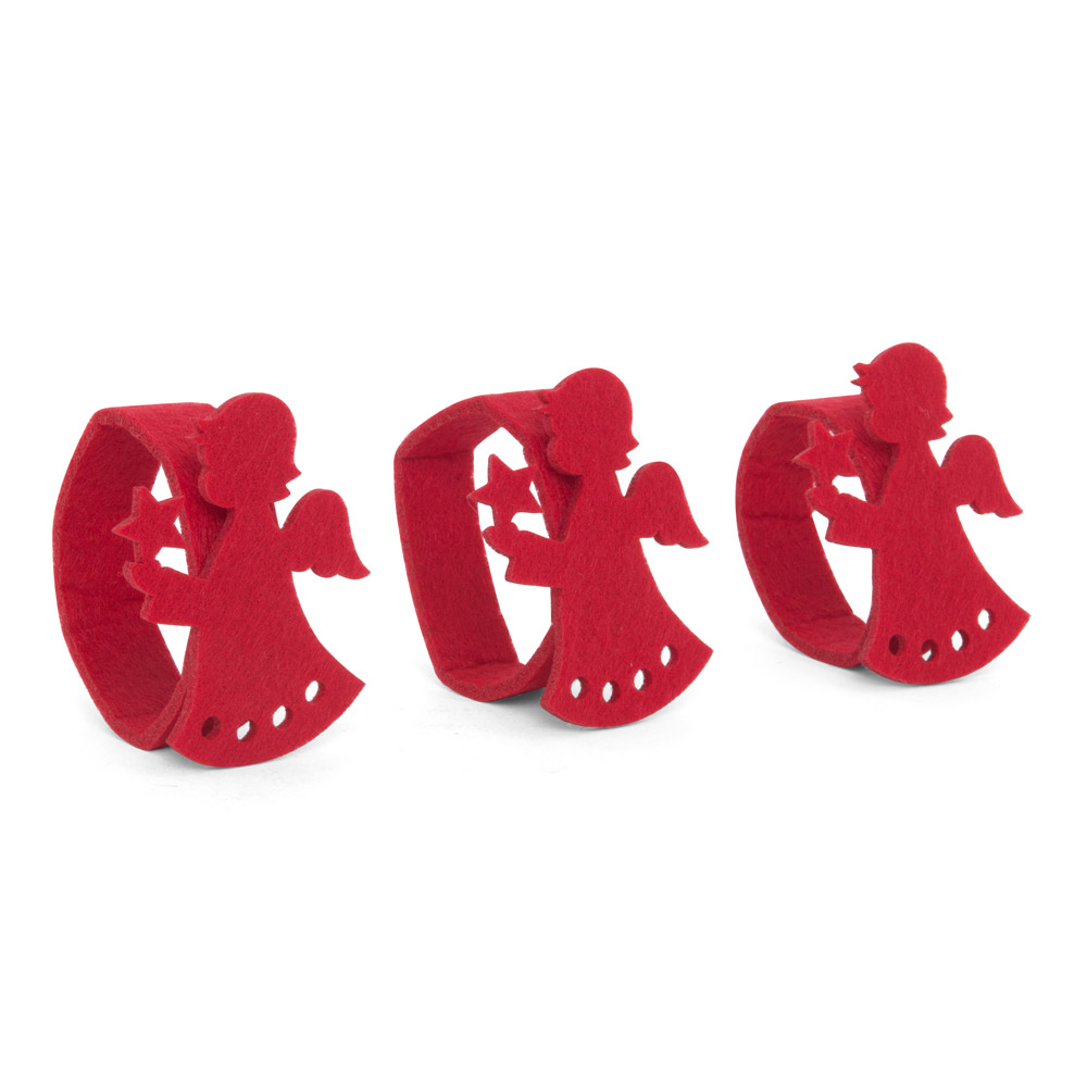 Portatovaglioli natalizi in feltro-  Set di 3 pz, , large