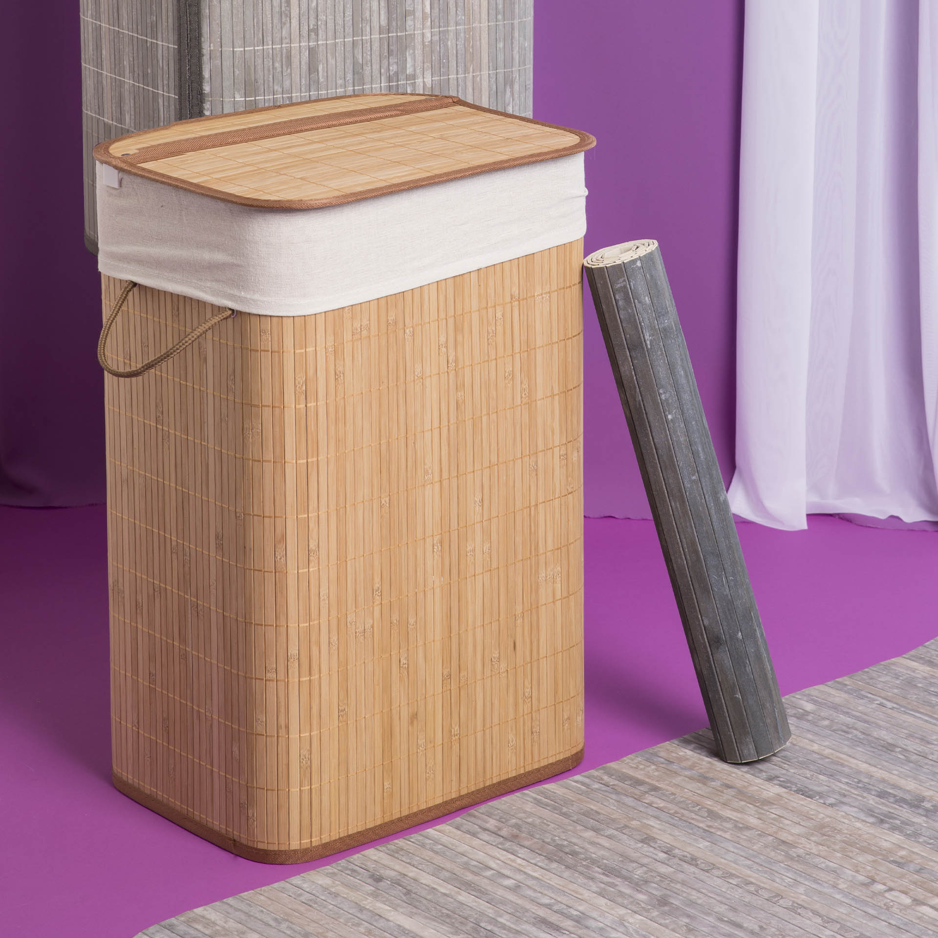 Cesta Porta Biancheria In Bamboo, , large