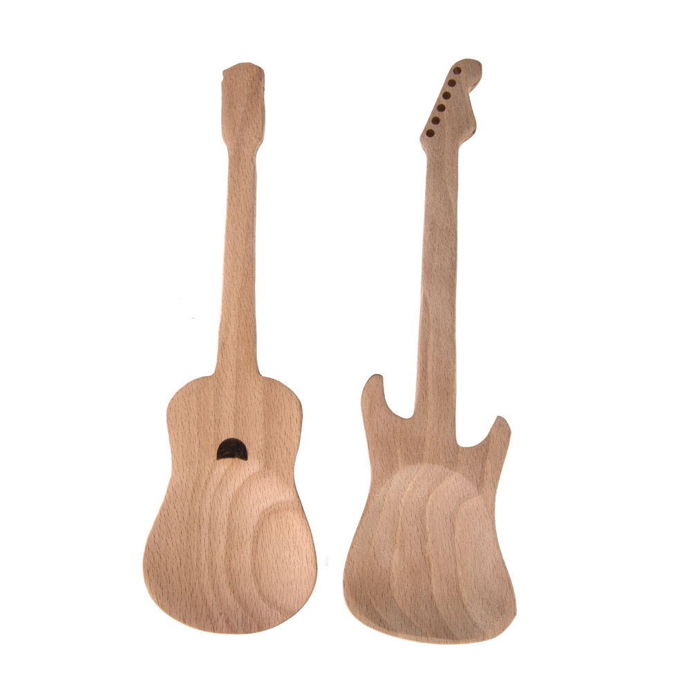 Set 2 mestoli in legno cucchiaio chitarra, , large
