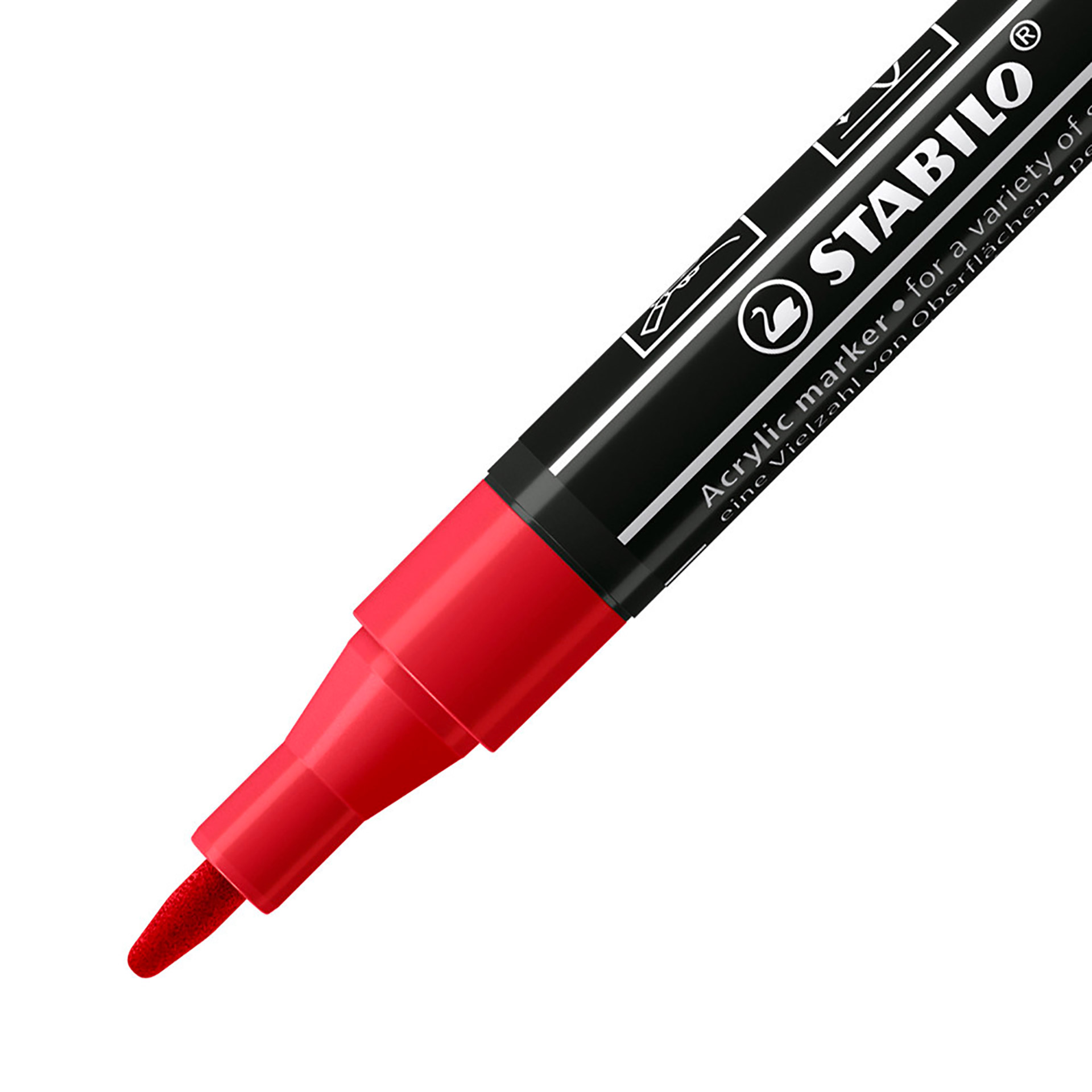 STABILO FREE Acrylic - T100 Punta rotonda 1-2mm - Confezione da 5 - Carminio, , large