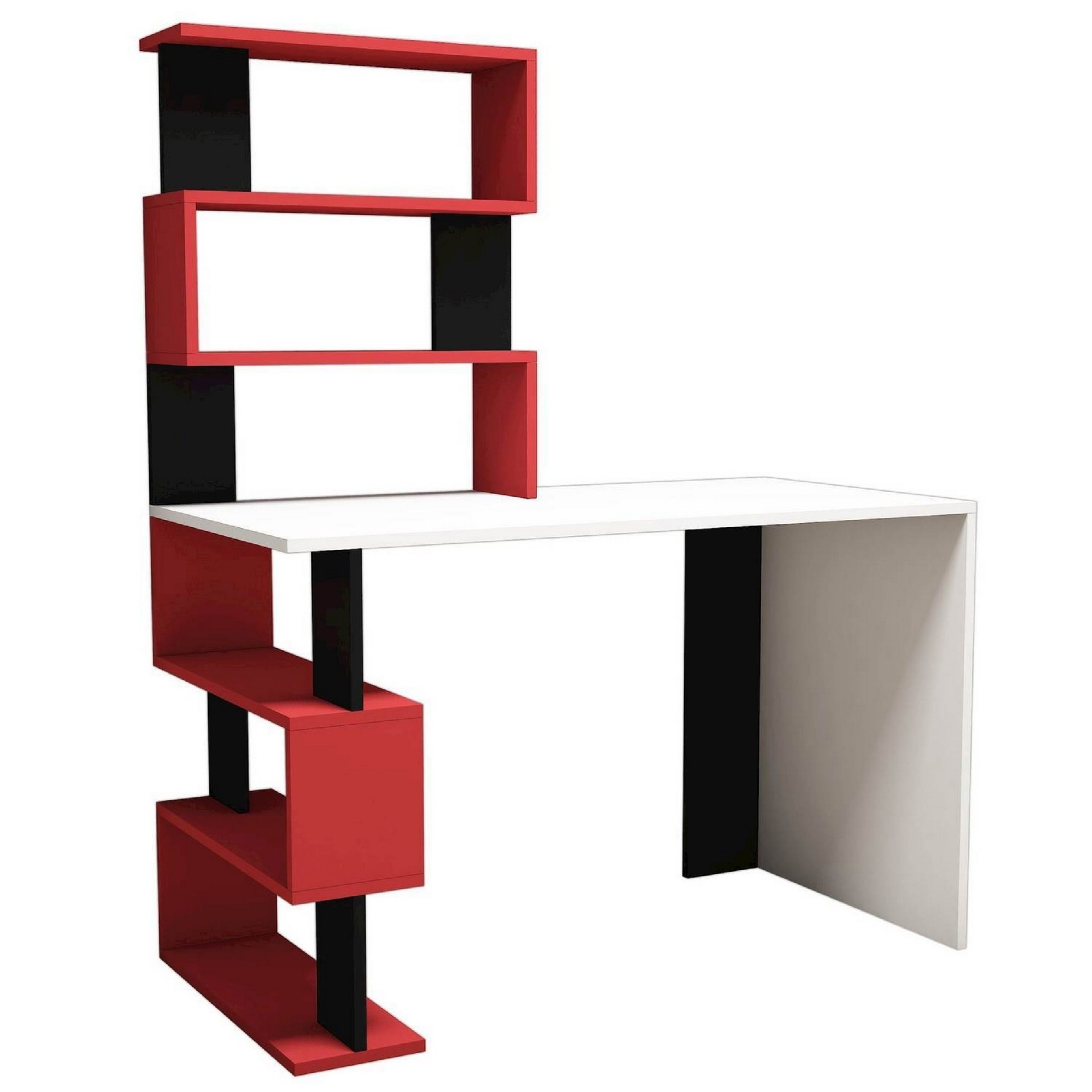 HOMEMANIA Scrivania Snap,  Bianco, Rosso, Nero, , large