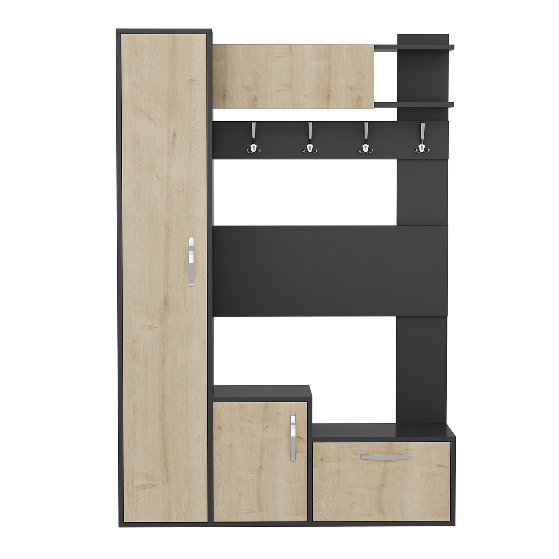 HOMEMANIA Mobile Ingresso Seina, rovere e antracite, , large
