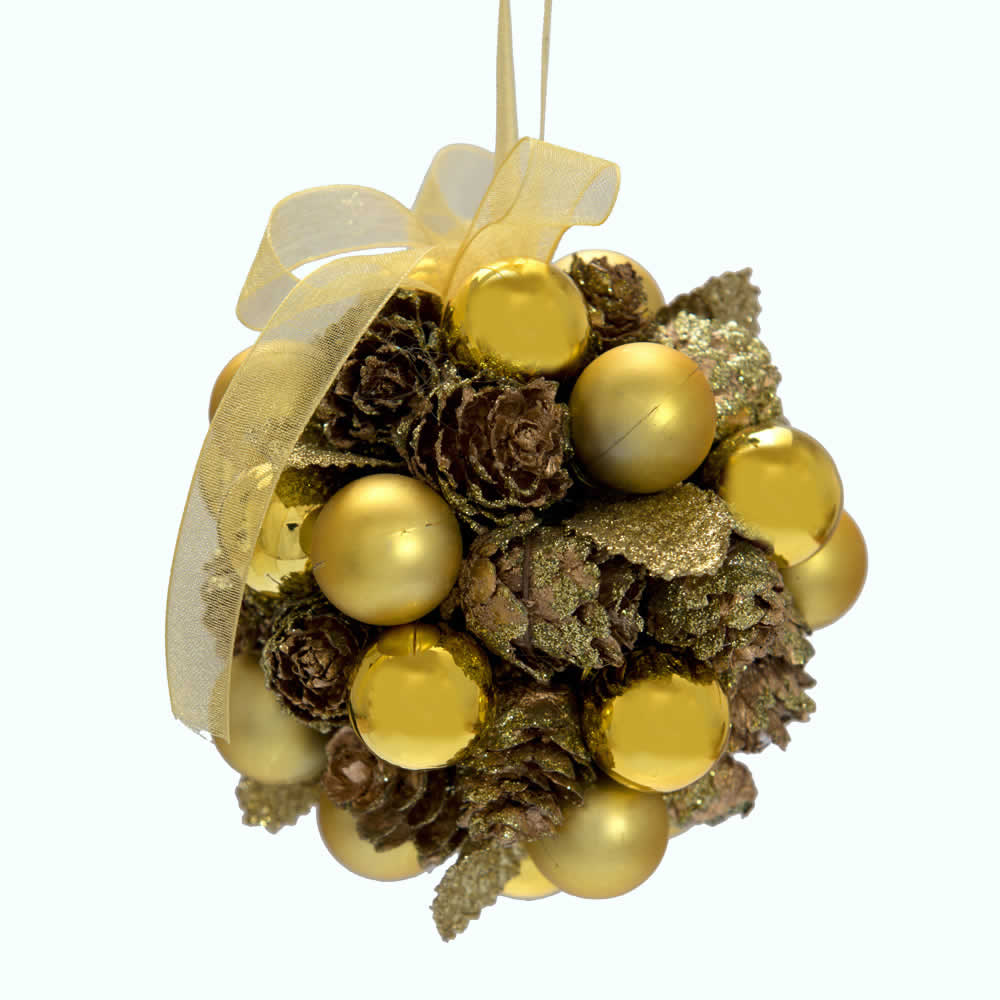 Pallina albero di natale con pigne, , large