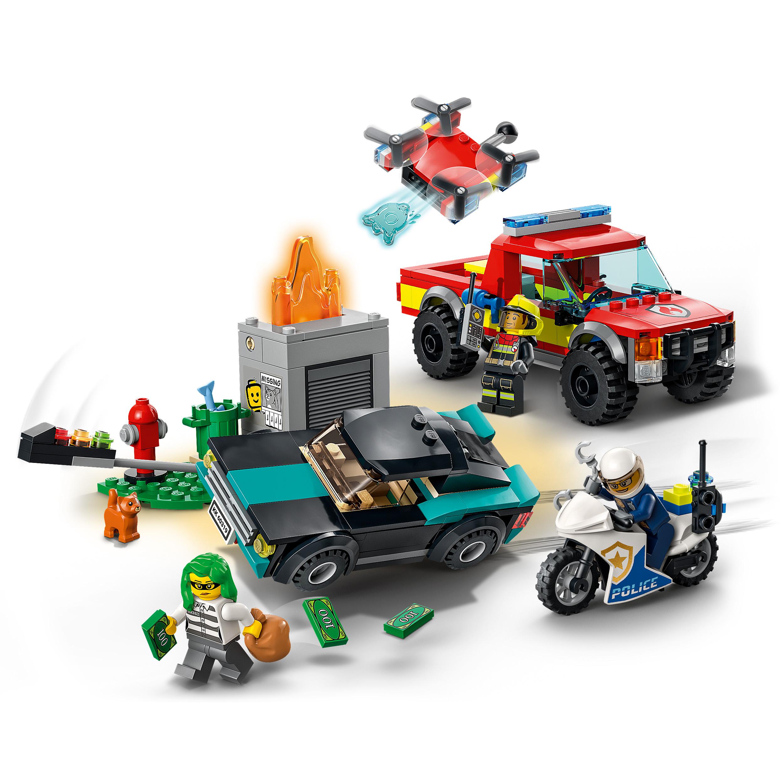 LEGO City Fire Soccorso Antincendio e Inseguimento della Polizia, Camion Pompier 60319, , large