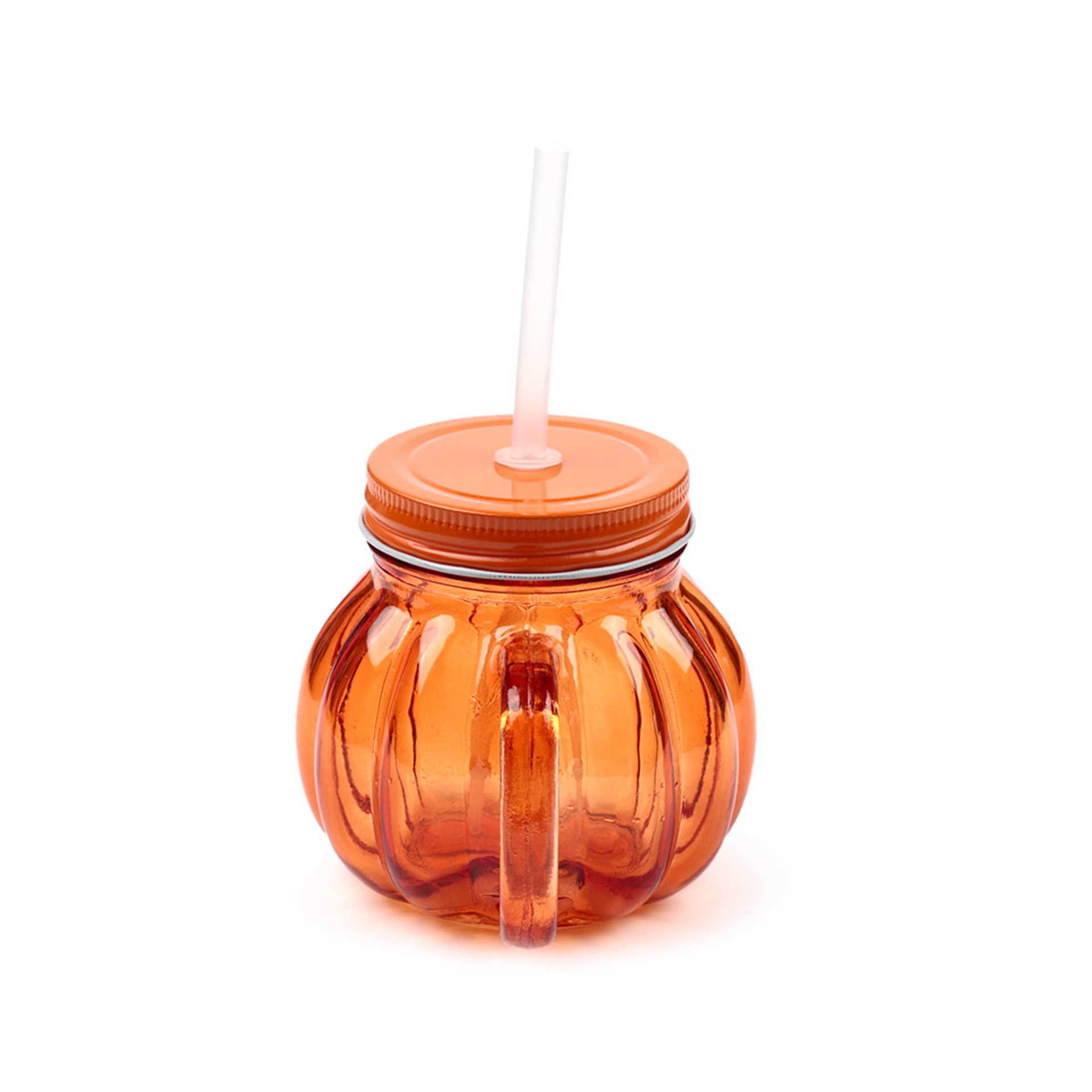 Barattolo/bicchiere A Forma Di Zucca Con Cannuccia, , large