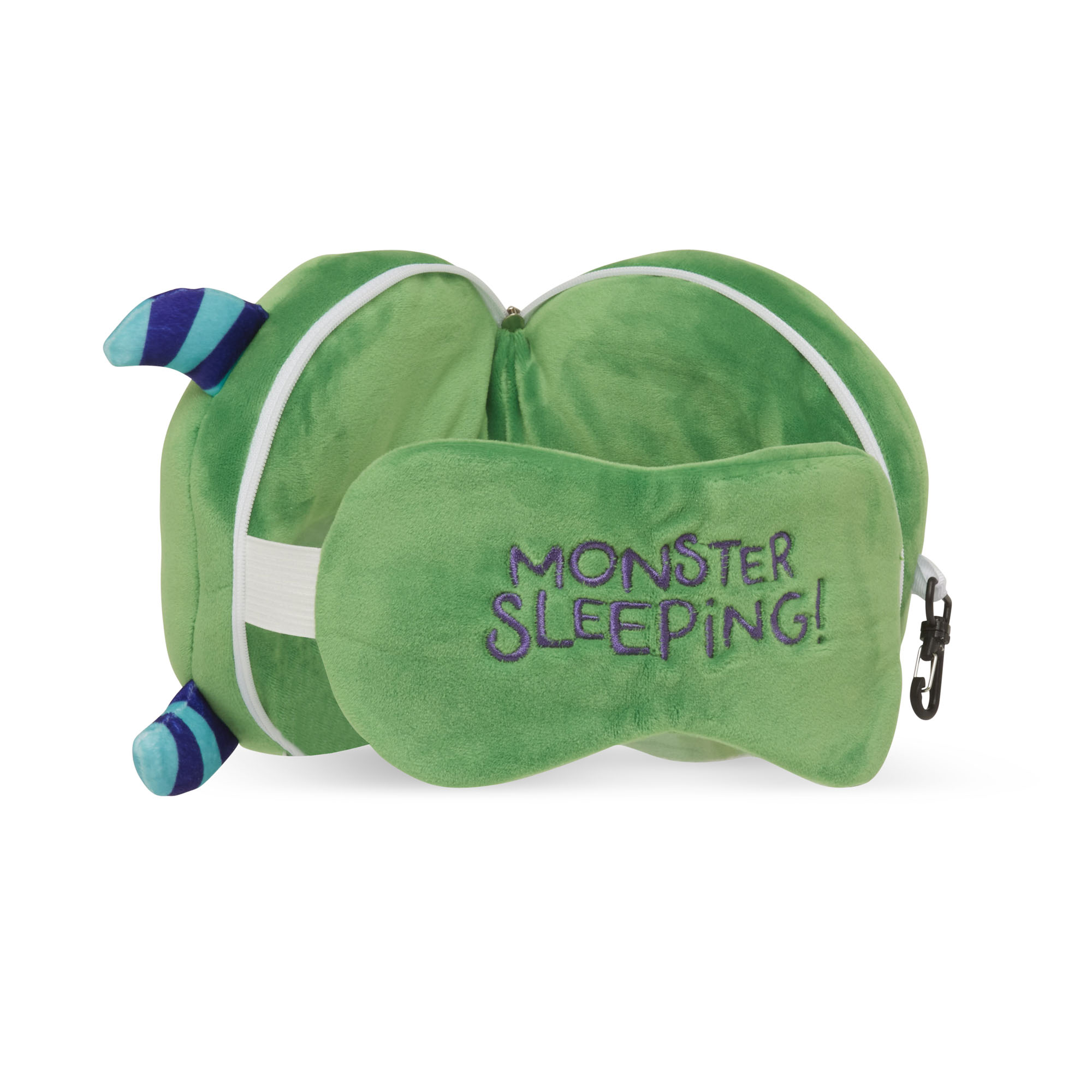 Cuscino da viaggio con maschera per dormire - Mostro verde, , large