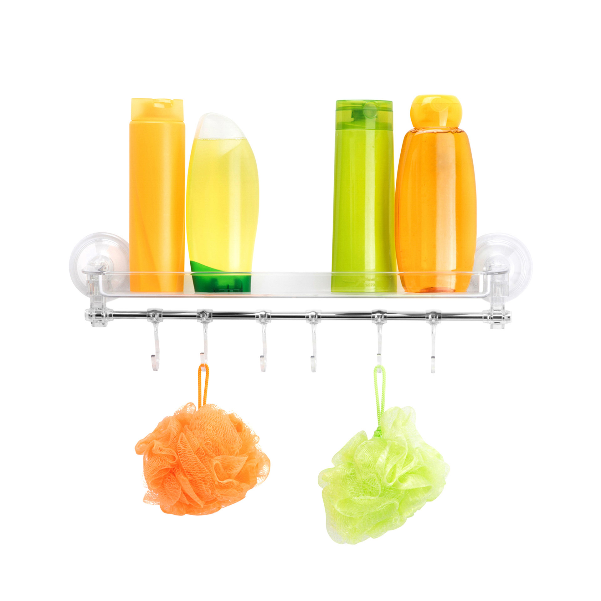 Mensola portatutto da bagno con ganci, , large