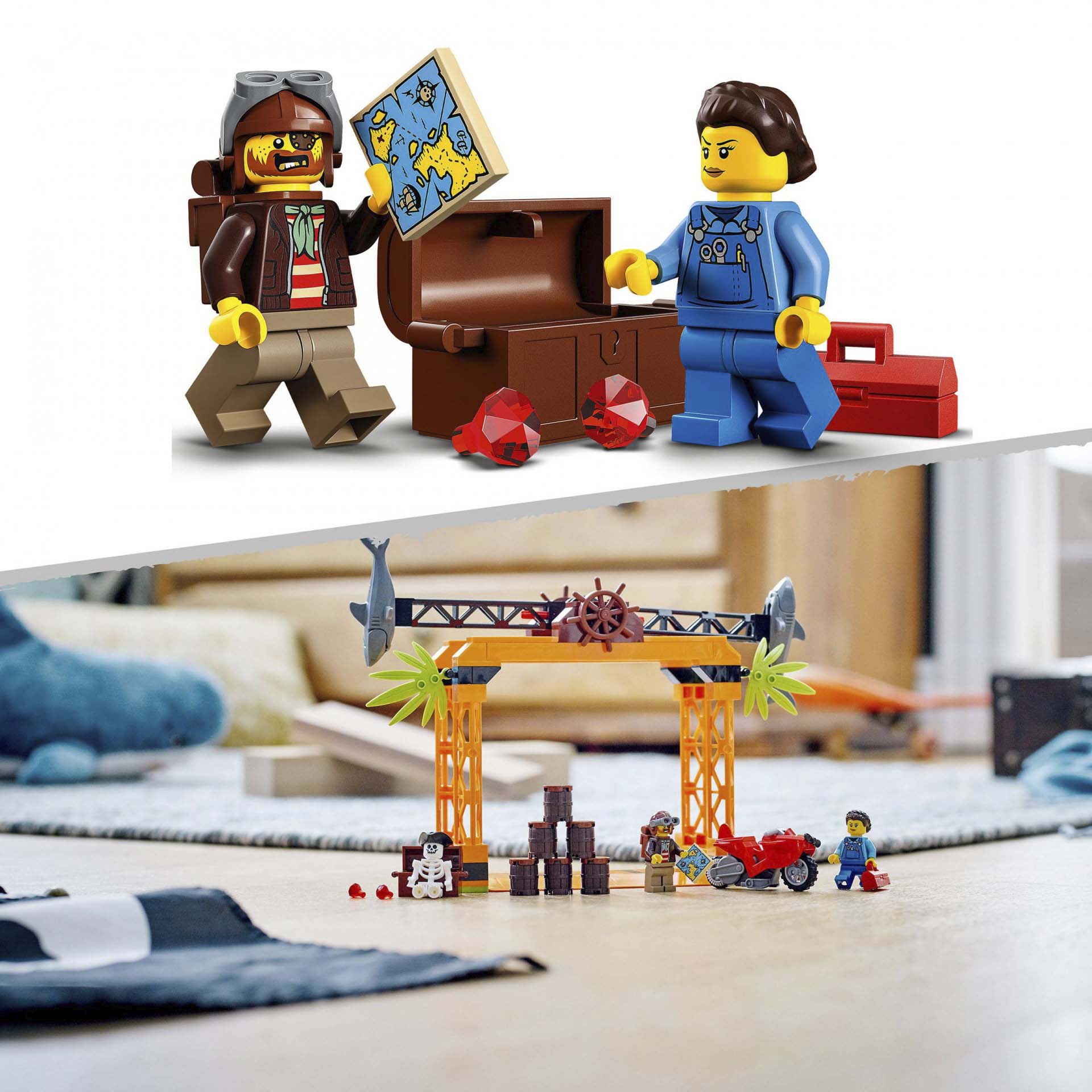 LEGO City Stuntz Sfida Acrobatica Attacco dello Squalo, Moto Giocattolo con Mini 60342, , large