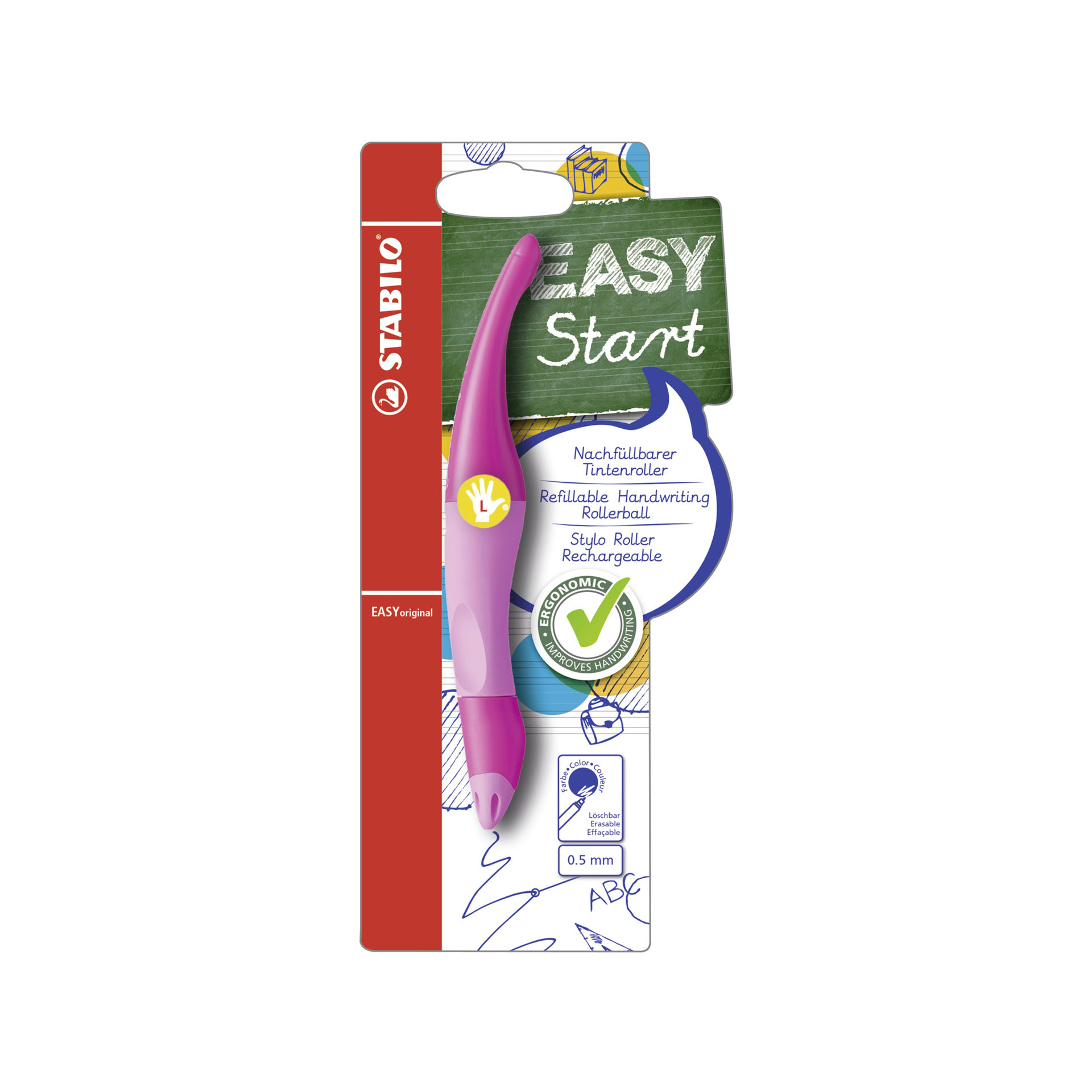 Penna Roller Ergonomica - STABILO EASYoriginal per Mancini in Rosa, , large