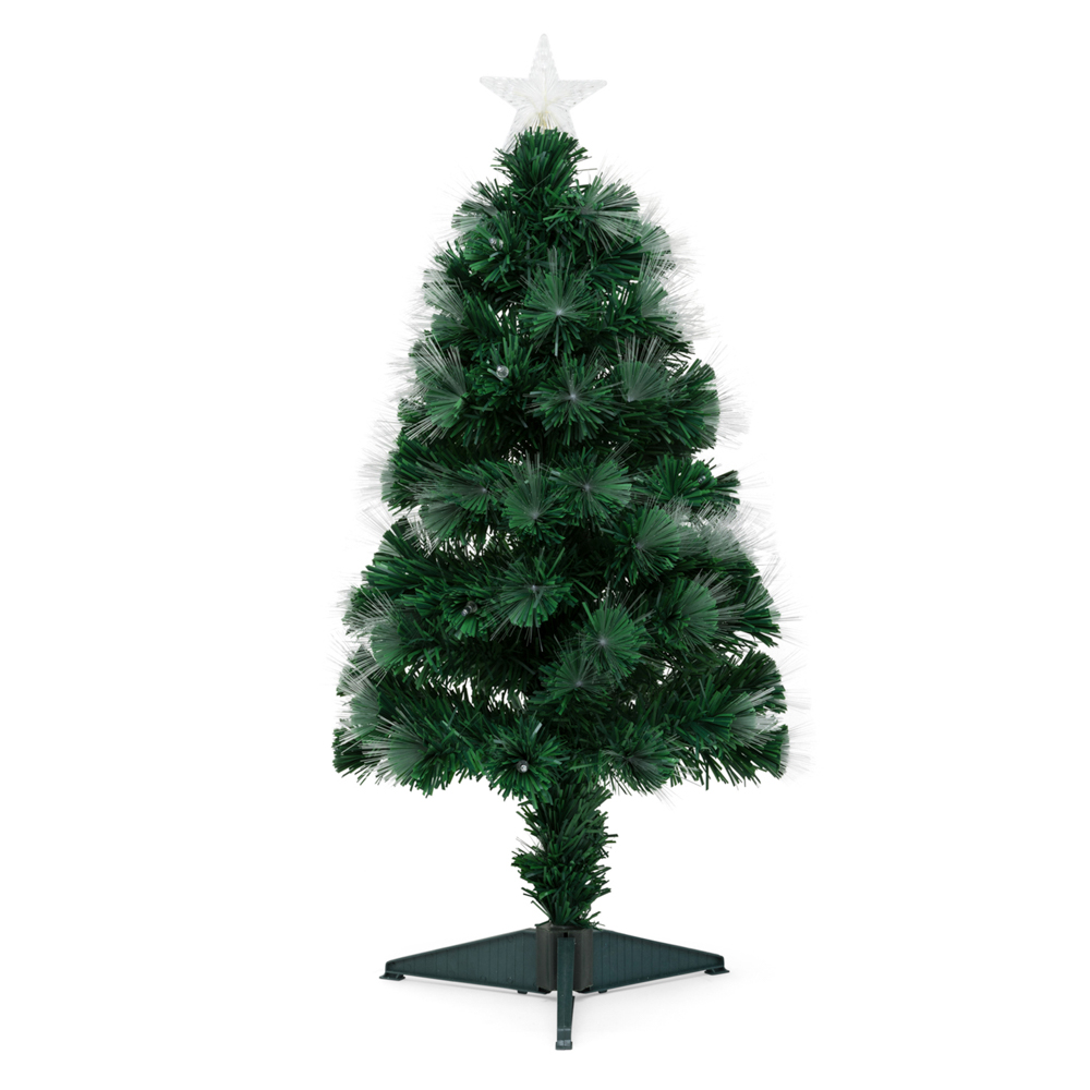 Albero di Natale con luci in fibra ottica, , large