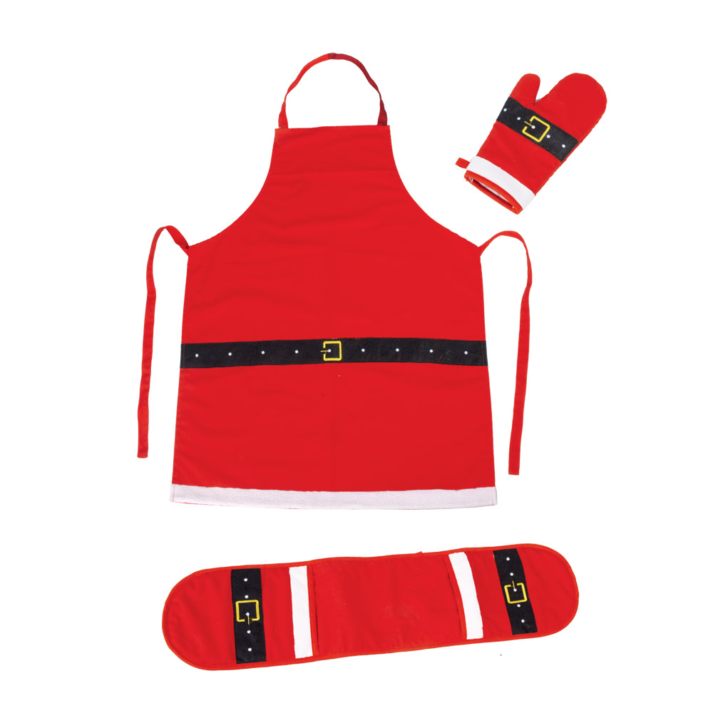 Set guanto, grembiule e manopola natalizi, , large