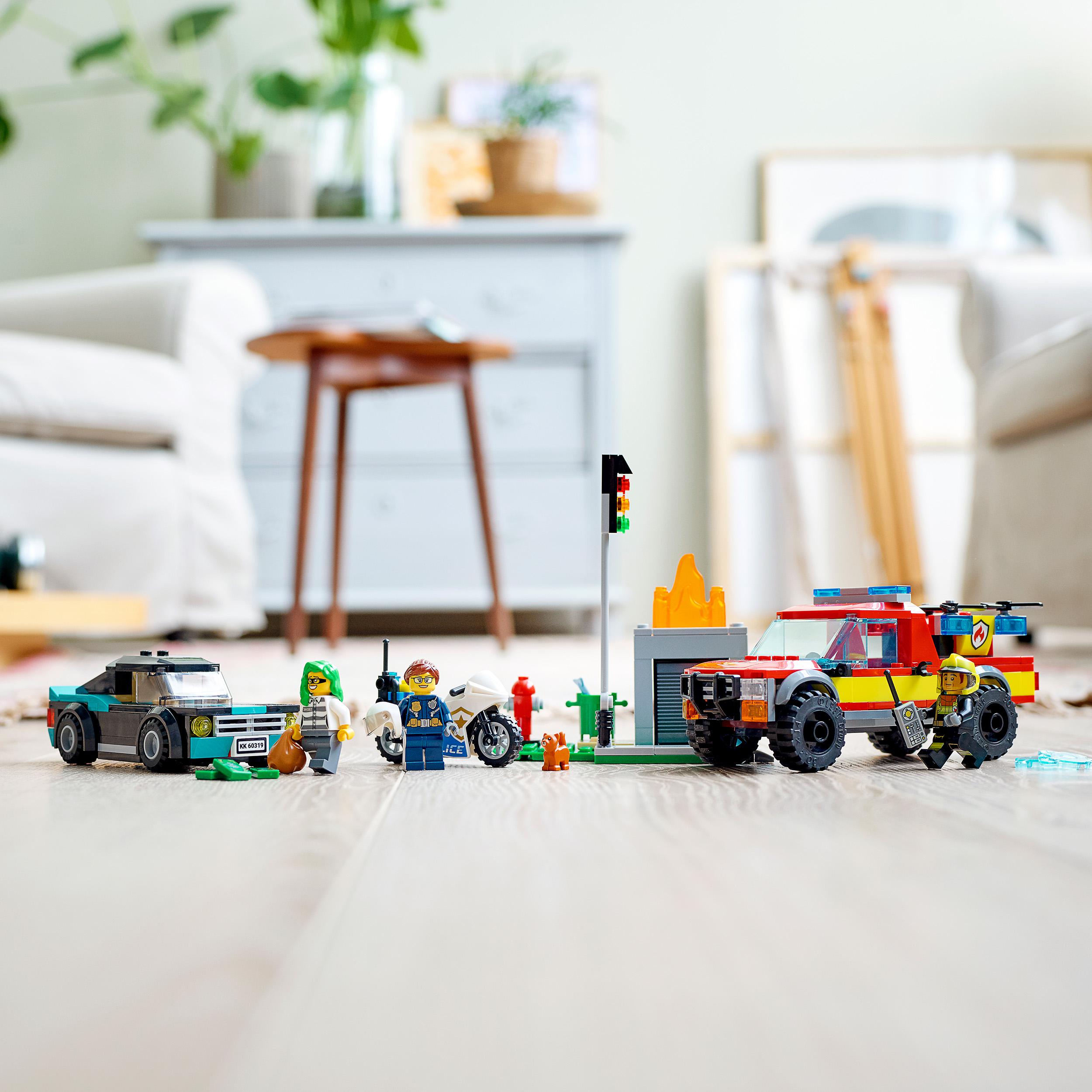 LEGO City Fire Soccorso Antincendio e Inseguimento della Polizia, Camion Pompier 60319, , large