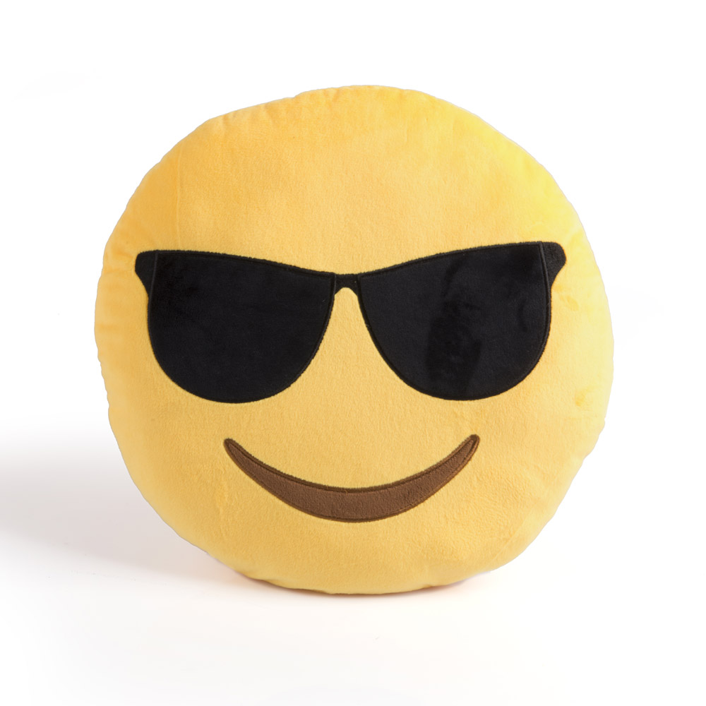 Cuscino emoticon occhiolino con occhiali da sole, , large