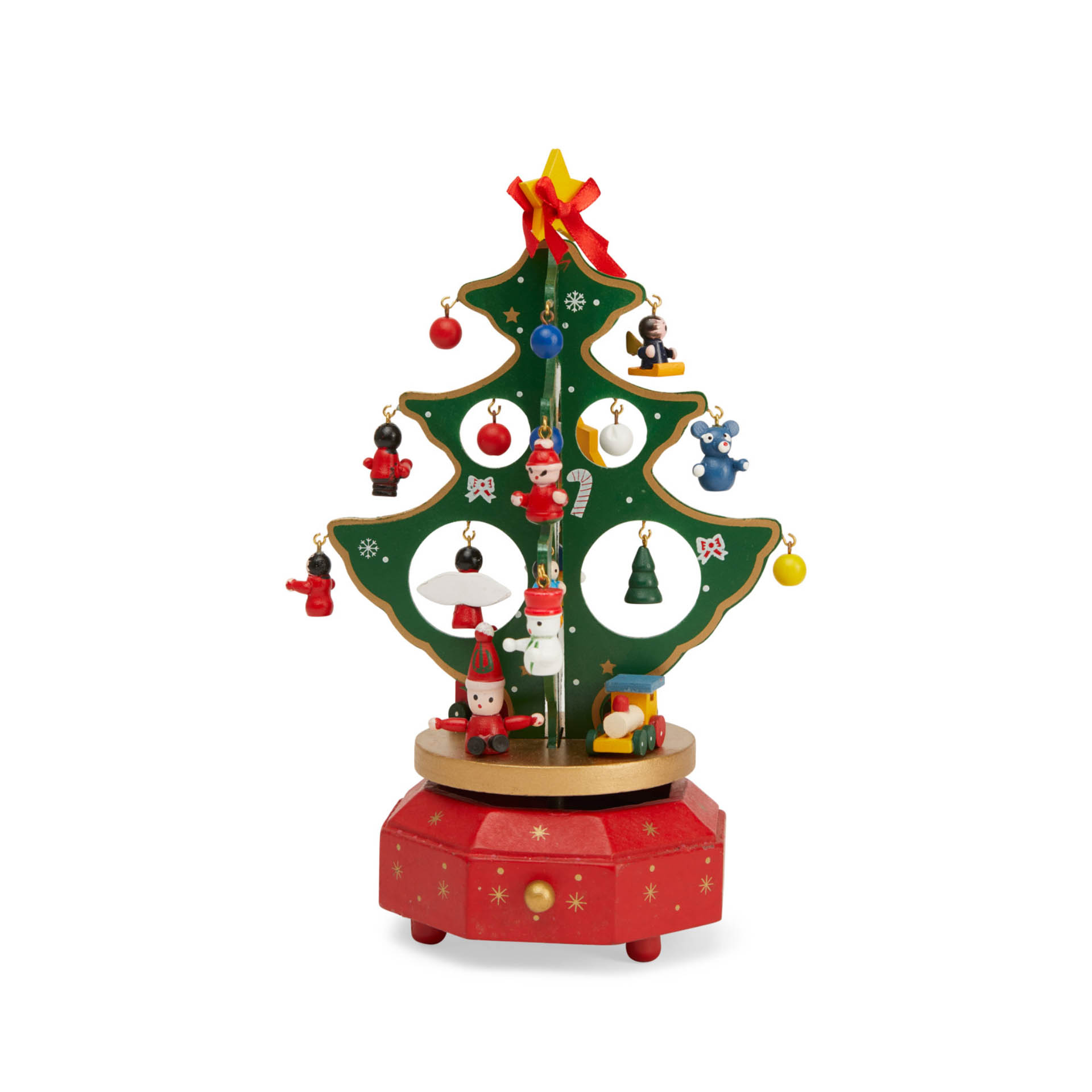 Carillon in legno con albero di Natale, , large